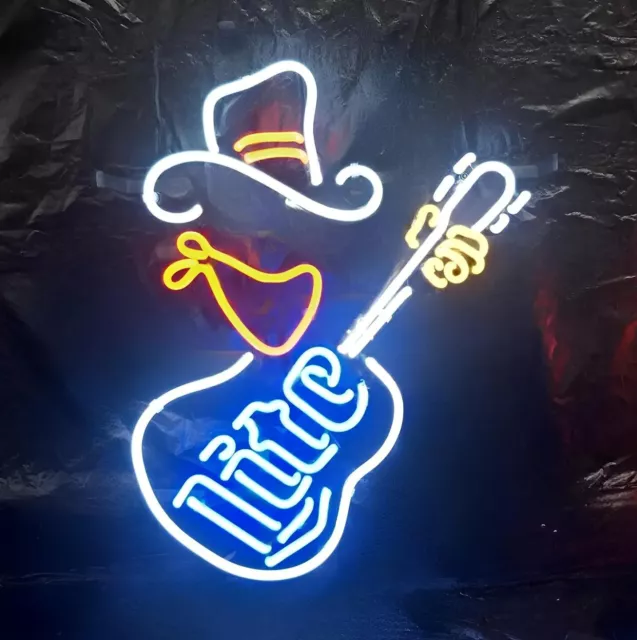 17"x14" Lager Light Beer Cowboy Guitar Neon Sign Bar Lamp Party Club Light Night