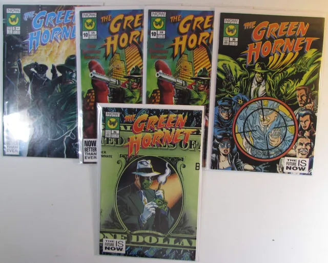 The Green Hornet Lot of 5 #3,10 x2,35,36 NOW Comics (1991) 1st Print Comic Books