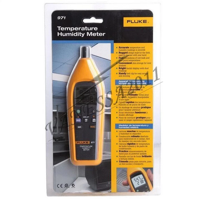 ONE Fluke 971 Temperature Humidity Meter Tester Psychrometer 99 Record Capacity