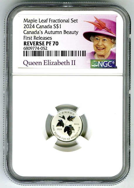 2024 Queen Elizabeth $1 1/20 Oz Canada Silver Ngc Pf70 Maple Leaf First Releases