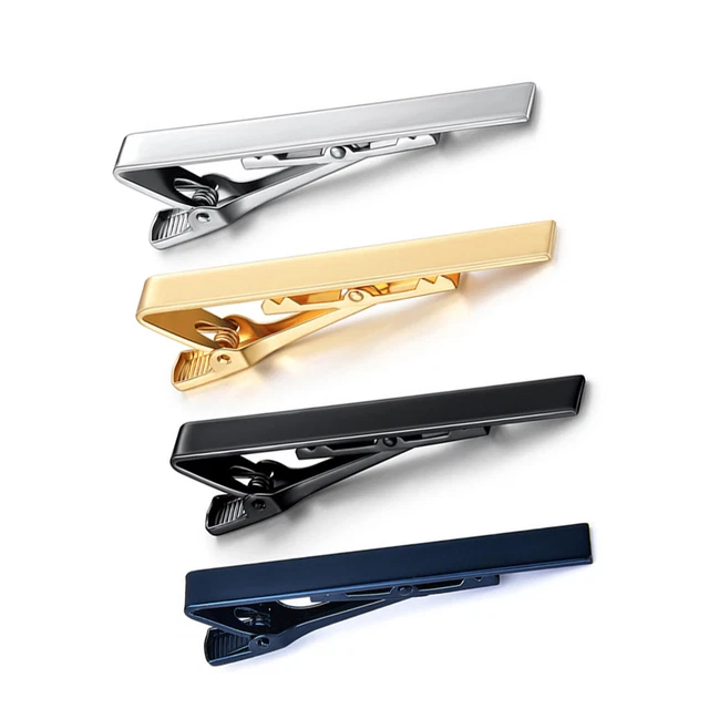 4Pcs Men Tie Clip Copper Fashionable Elegant Slick Finish 4 Colors Male Tie