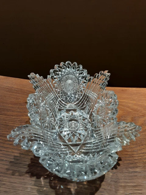 Exceptional Unusual Vintage American Brilliant Cut Bowl " Cut To Peices " 16