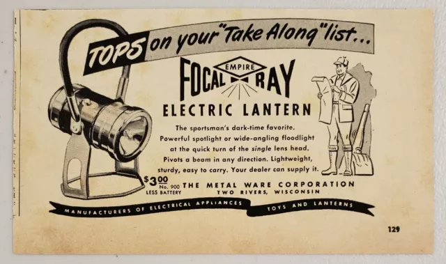 1947 Print Ad Empire Focal Ray Electric Lanterns Metal Ware Two Rivers,WI