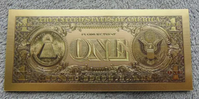 Banknoten, Geldscheine, eine Banknote über " 1 DOLLAR" ! Im Goldfarbe! 2