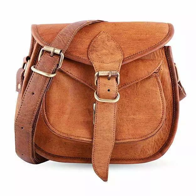 120 Sacs Femmes Vintage Véritable Cuir Marron Sac Bandoulière Messager Charité
