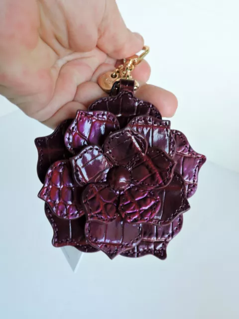 Brahmin Magnolia Ruby Ombre Melbourne Leather Tassel Gold Tone Clip Charm NWT