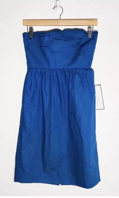 NWT J. Crew Collection Blue Scalloped Bridesmaid Strapless Shift Dress Size 2 2