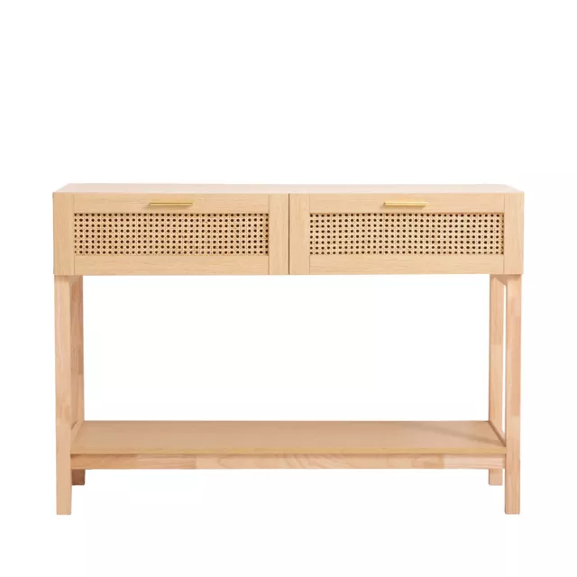 Casa Decor Santiago Rattan Console Table Entry Table Storage Hallway Wood