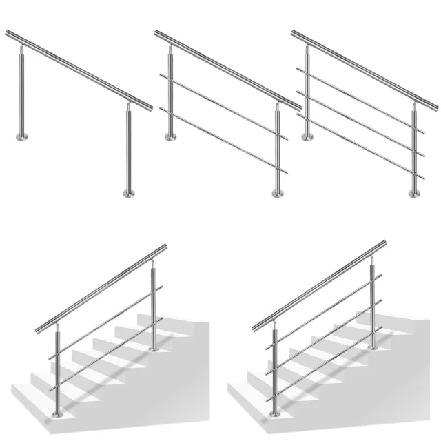 Geländer Edelstahl Treppengeländer Handlauf Brüstung Treppe Bausatz mit Querstab