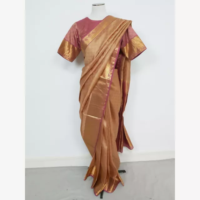 Zarkan Indian Designer Sale Saree with Blouse Mulberry Gold UK Size L