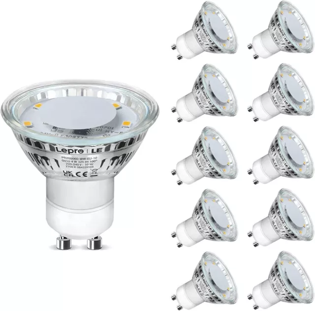10 Lepro GU10 LED Glühbirnen, warmweiß 2700K, 4W 345lm, 50W Halogenstrahler Glühbirnen