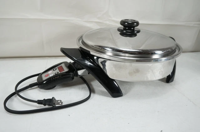 Saladmaster 12” Electric Oil Core Electric Skillet + Cover Lid K7356 T304 SS Saladmaster 12” Electric Oil Core Electric Skillet + Cover Lid K7356 T304 SS