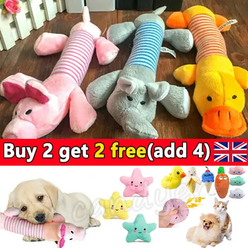 Puppy Teeth Toys Pet Dog Soft Chew Toy Plush Cute Squeaker Squeaky.Sound Play UK