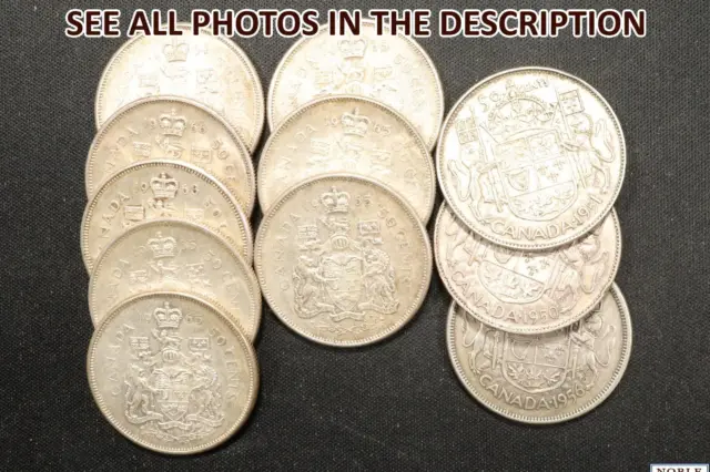 NobleSpirit No Reserve (CE) Lot of 11 Canada Silver 50c From 1950+