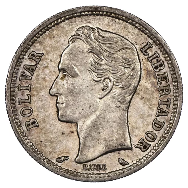 Venezuela 1 Bolívar 1965 Plata AU 4ème República Y37a Moneda América De Sur