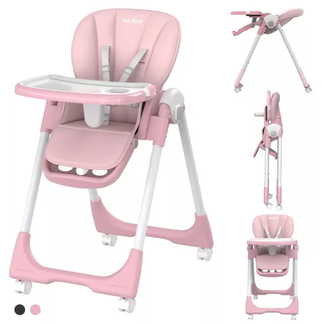 Baby High Chair for Toddlers Foldable Highchair W/Adjustable Seat Heigh Recline