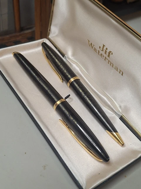 Stylo Plume Vintage Waterman Jiffie – Blanc/vert, Plume Acier (état Parfait)