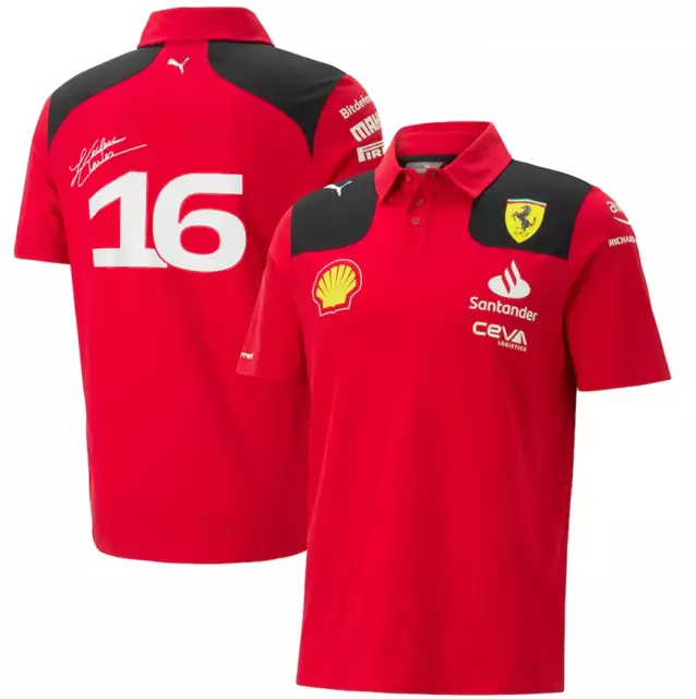 Polo Shirt 2023 Ferrari Racing F1 Formula One "16" | S M L XL XXL XXXL-Red