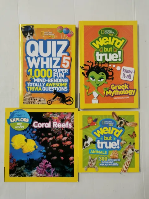 National Geographic Kids 4 Book Bundle: Weird But True Animals, Quiz Whiz & More