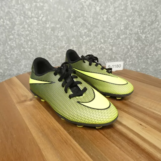 Nike Bravata II FG Cleats Boys 13C Black Neon Yellow Soccer Shoe 844442-070