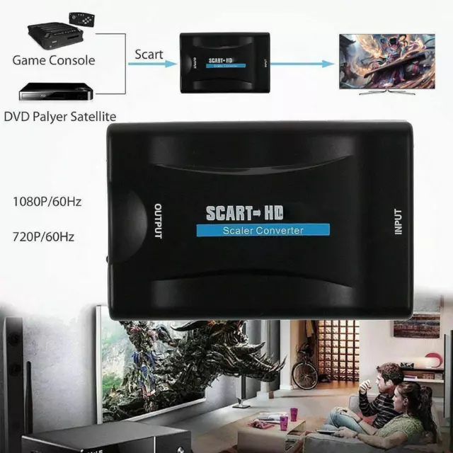 1080P HDMI to SCART Video Audio Upscale Converter Adapter for Smartphone HD TV
