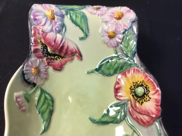 VTG.1920-30’S ,CARLTON WARE, England, 10”SERVING DISH EMBOSSED POPPIES & DAISIES 2