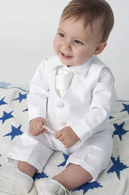 Baby Boys 4 Piece Christening Outfit / Christening Suit Blue White Check