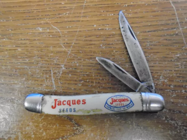 Vintage Imperial Usa 2 Blade Jack Pocket Knife Jacques Seeds Ad Prov Ri