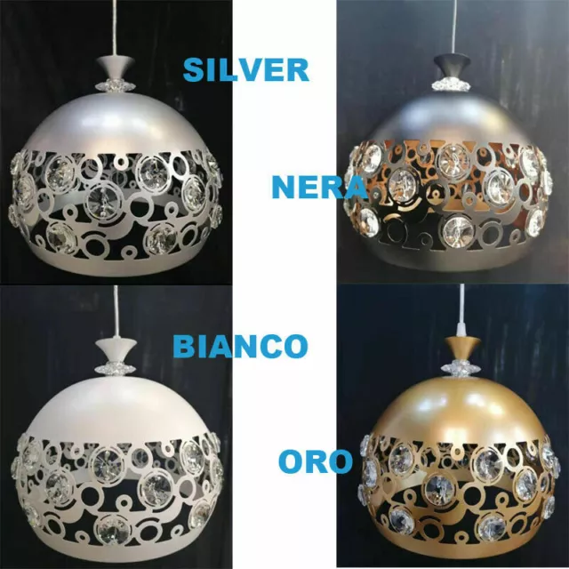 Lampadario moderno sospensione regolabile palla paralume lampada ferro cristallo