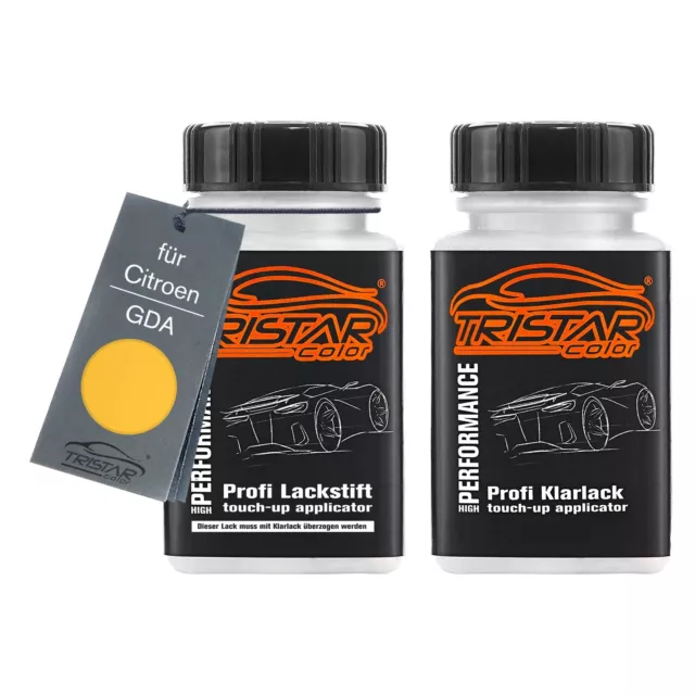 Autolack Lackstift Set für Citroen GDA Jaune Helios Basislack Klarlack je 50ml