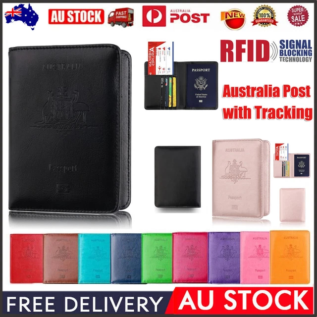 Slim Leather Travel Passport Wallet Holder RFID Blocking ID Card Case Cover AU