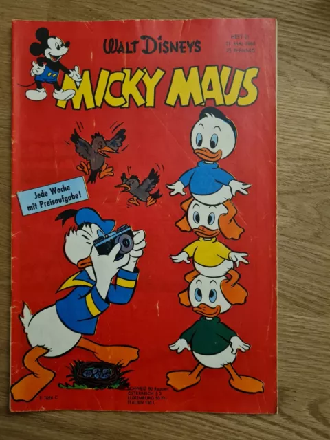 Micky Maus Heft Nr.21 von 1960 (Z 2) mit Sammelmarke+Sammelbild