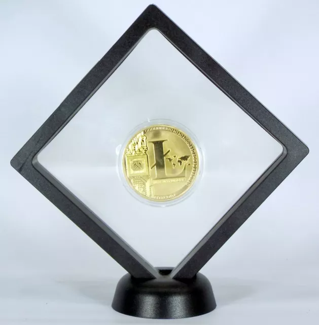 ✅ Litecoin Gold Floating Coin Display - Collector Commemorative Round Great Gift