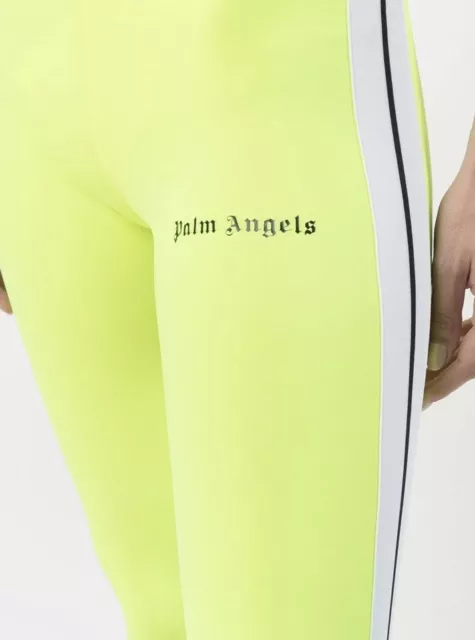 Palm Angels Side Stripe Logo Track Leggings Fluorescent Yellow Sz xs NWT 2