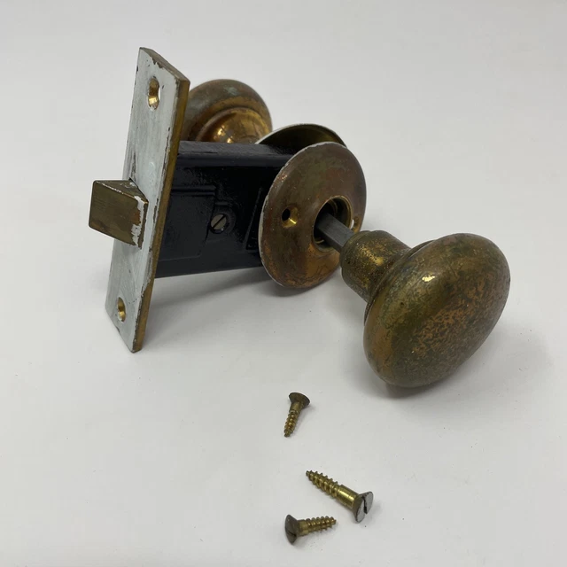 Antique Vintage Brass Door Knob Set/Pair Reclaimed Salvage Hardware