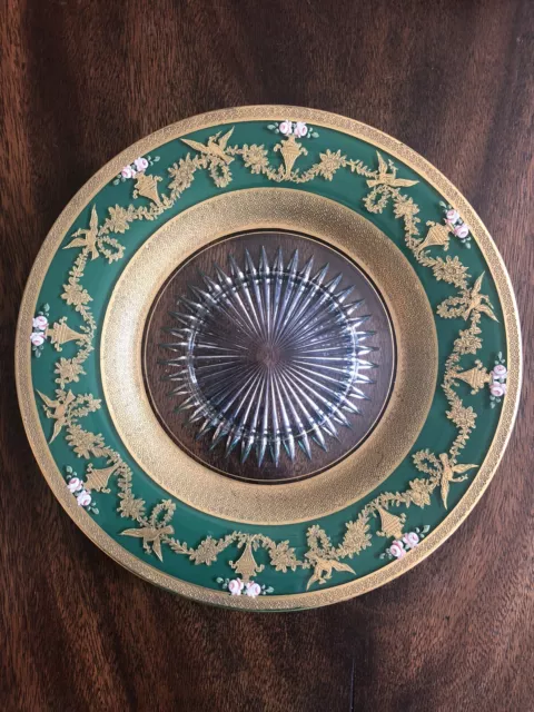 Reverse Green and Gold Swag 11" Service-Charger Plate Arte Italica