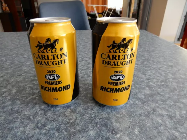 (x2) 2020 Richmond Tigers Premiership Beer Cans- Collectors piece- EMPTY CAN