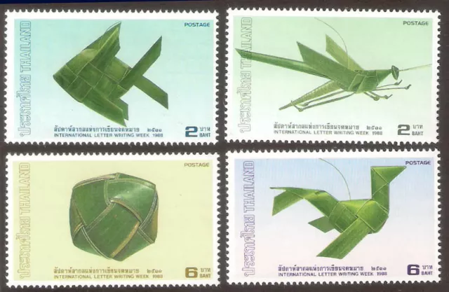 1988 Thailand Letter Writing Week Craft Stamp Set Scott#1267 - 1270 Vf Mnh Fresh