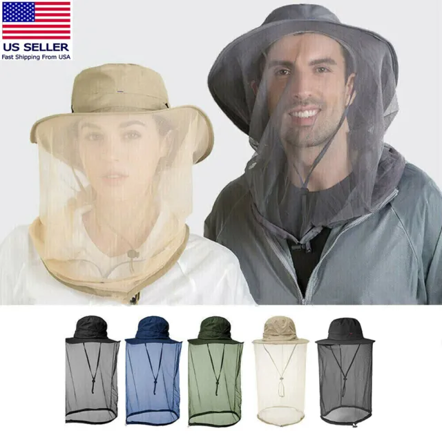 Men Women Mosquito Head Face Net Hat Boonie Hat Sun Caps Hidden Mesh Protection