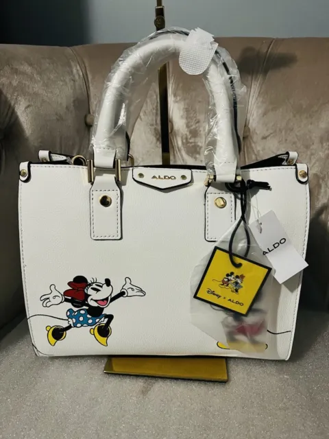 ALDO X Disney TOTE Satchel CROSSBODY BAG Handbag MINNIE MICKEY Mouse WHITE New