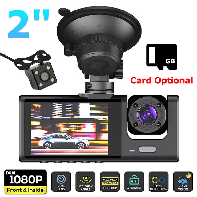 HD 1080P Car Dual Lens Dash Cam Front/Rear/Inside Video Recorder Camera G-sensor