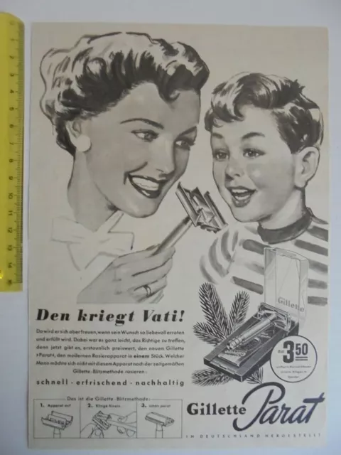 Gillette Parat Klingen Rasierapparat - Anzeige HÖRZU 1956