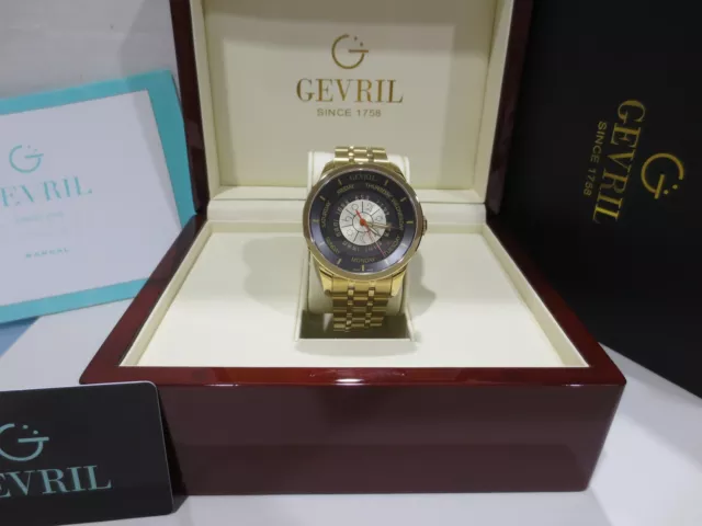 Gevril Men's 2007B Columbus Circle Automatic Limited Edition Date Gold IP Watch 3