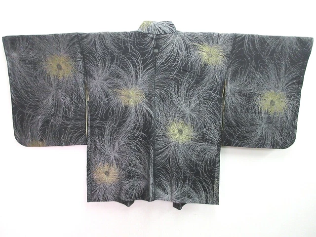 8240B4 Silk Vintage Japanese Kimono Haori Jacket Spider Mum