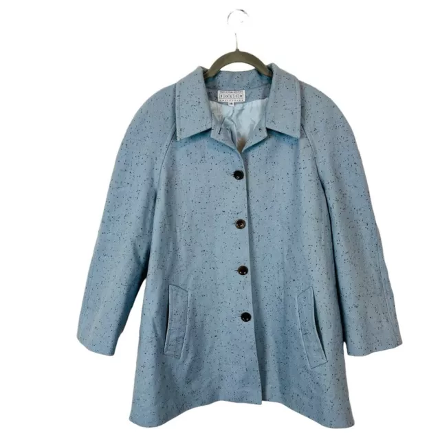 SAKS FIFTH AVE Overcoat Women's Size 14 Car Coat Folio Collection Blue ...