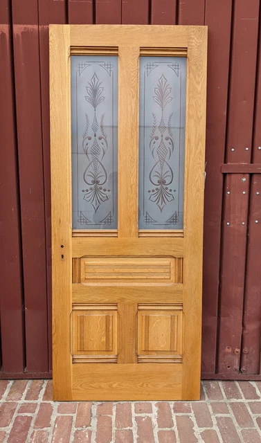 Interior 1880's Victorian Westlake Door with 2 Hand-Cut Glass Panels