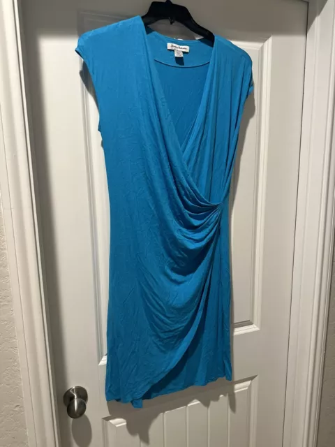 Tommy Bahama Womens Tambour Side Dress Gathered Wrap Teal Tone Spring Size LG 2
