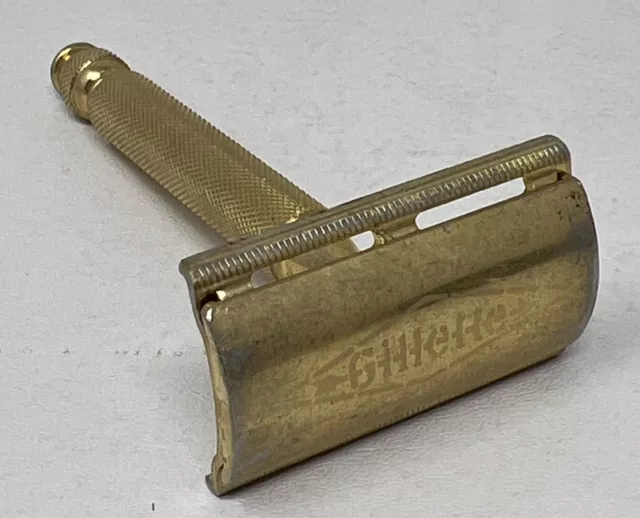 Gillette Ball End Tech Gold Tone Double Edge Safety Razor, Vintage