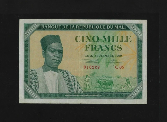 MALI 5000 Francs 1960 P-5 VF+++ RARE africa east west equatorial