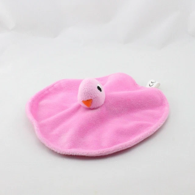 Doudou plat rond oiseau rose - 21029